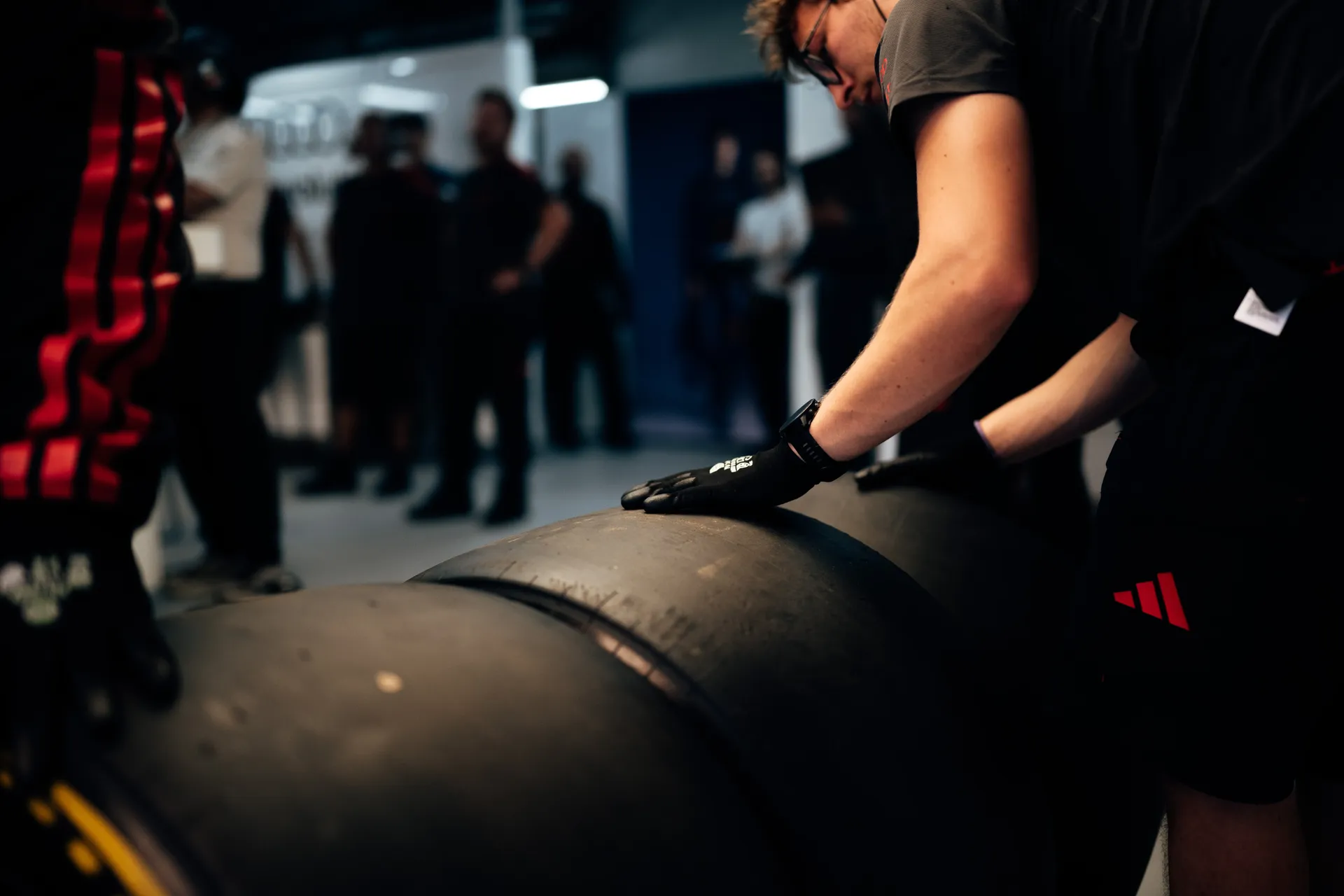 Racing tyres prepared in the Audi Revolut F1® Team garage