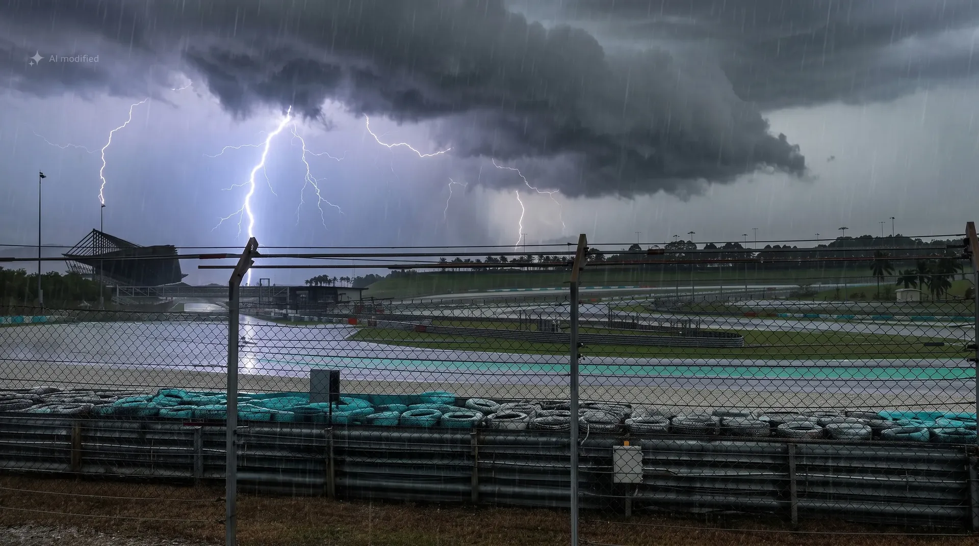 Lightning over Sepang International Circuit during a storm