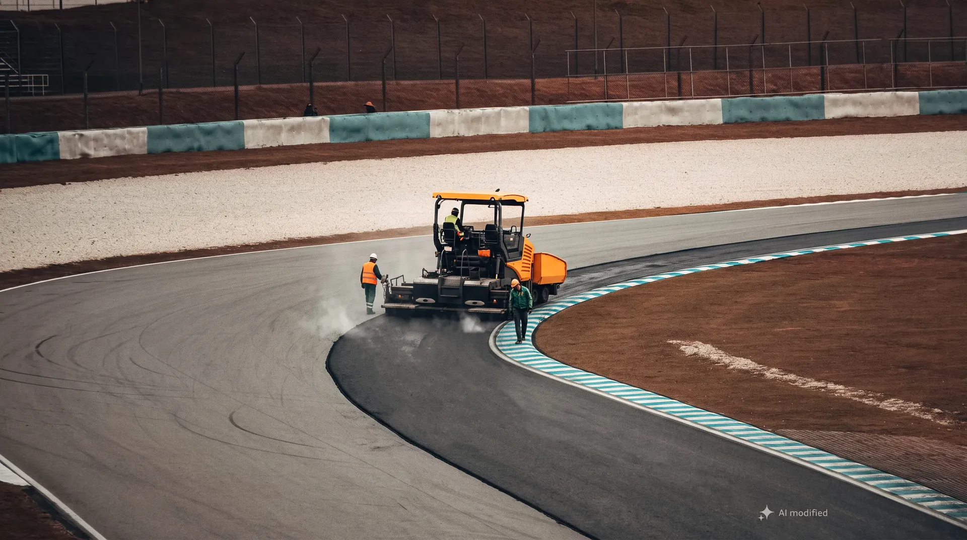 Track maintenance vehicle working on the circuit surface at Sepang