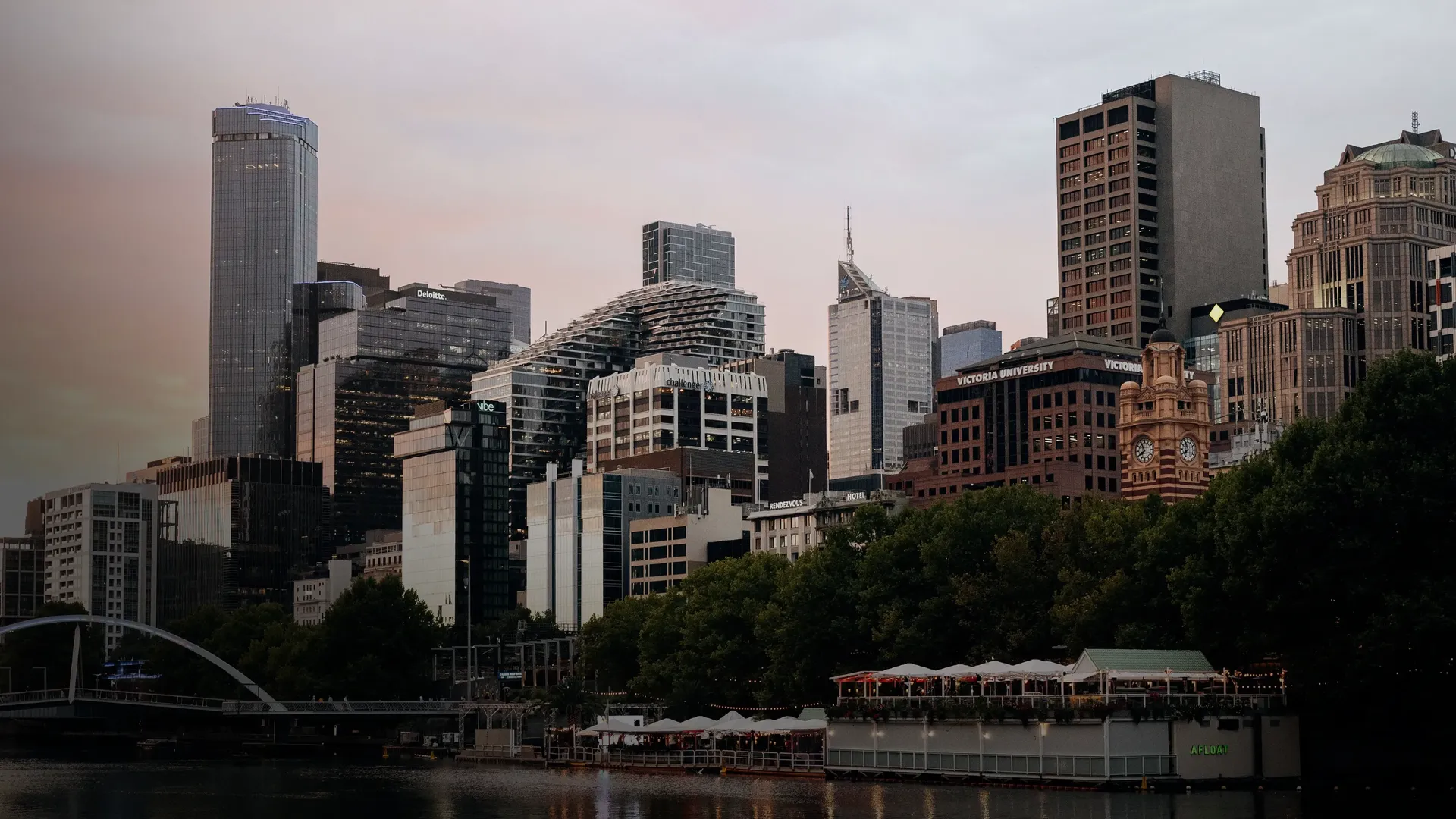 Skyline of the city of Melbourne 2026 Australian GP Audi Revolut F1® Team debut on ground activities