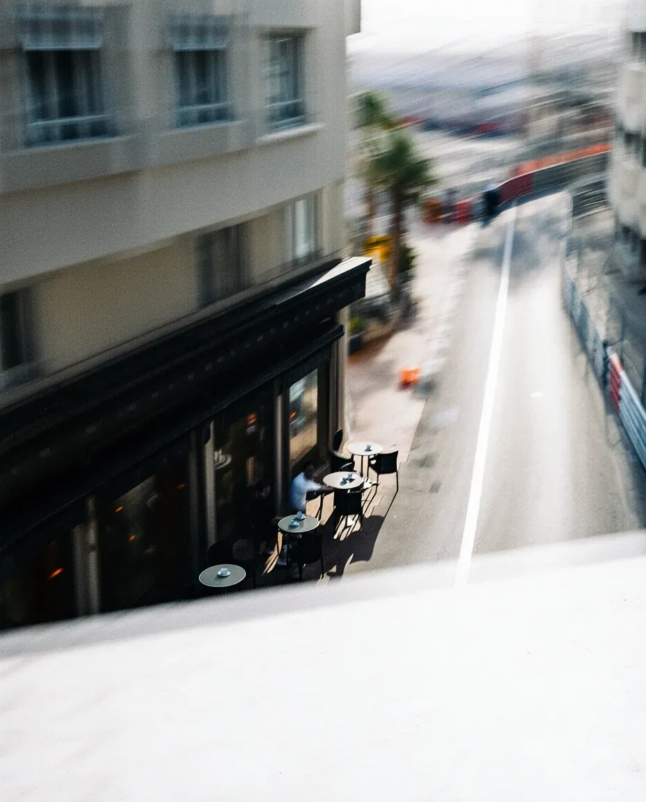Elevated urban view showcasing Monaco’s layered streets and city infrastructure.
