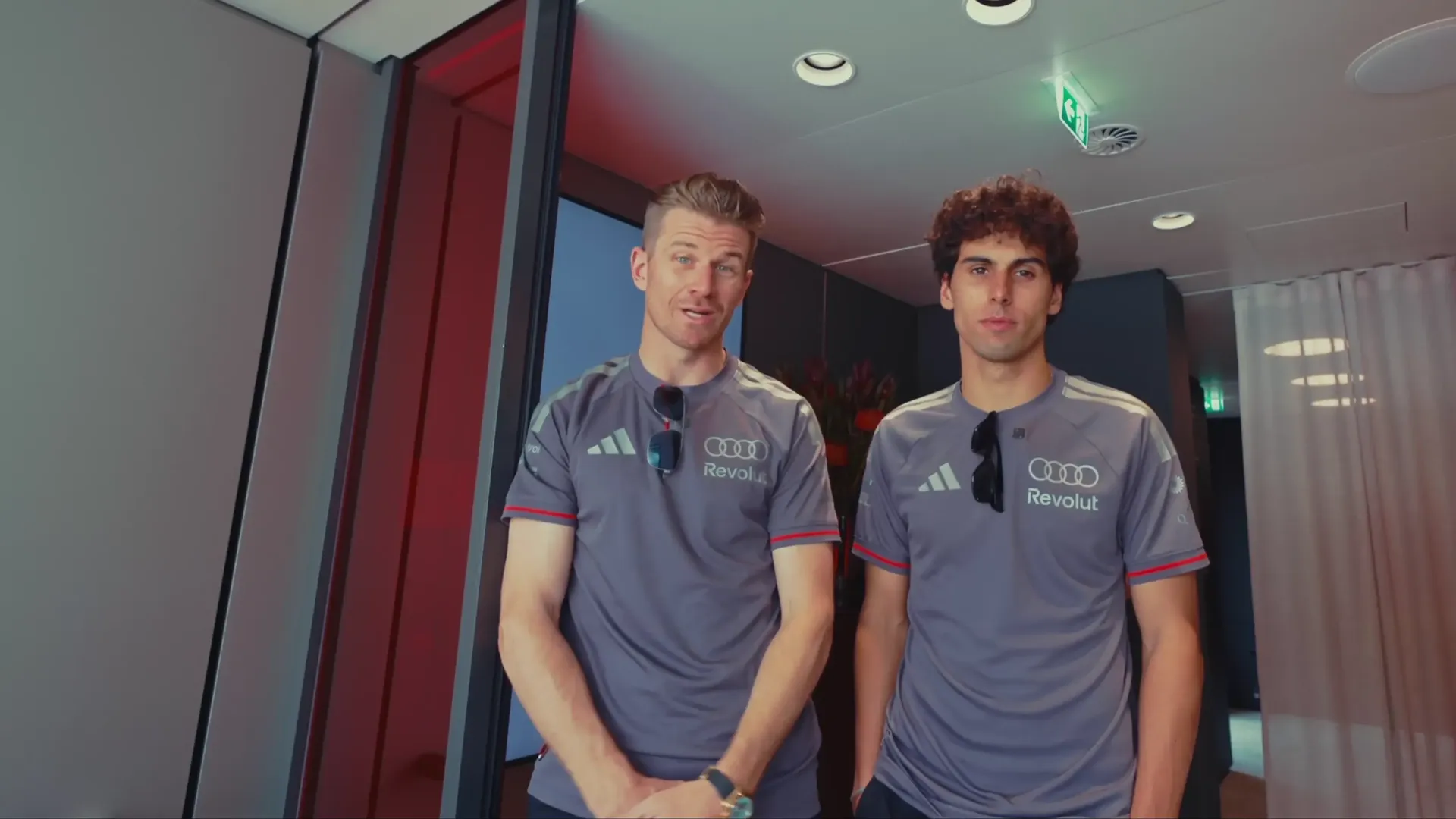 Nico and Gabi drivers at the Audi Revolut F1® Team take you on a tour inside the new hospitality hub at the Monaco Grand Prix 2026