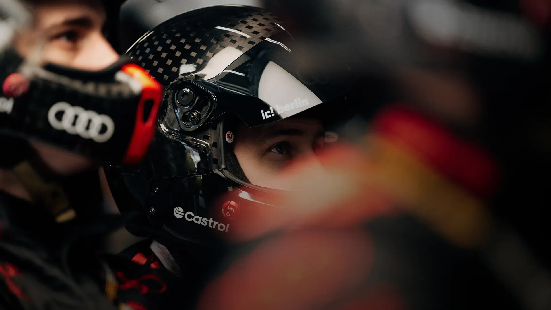 Close up of crew member of the Audi Revolut F1® Team in the garage