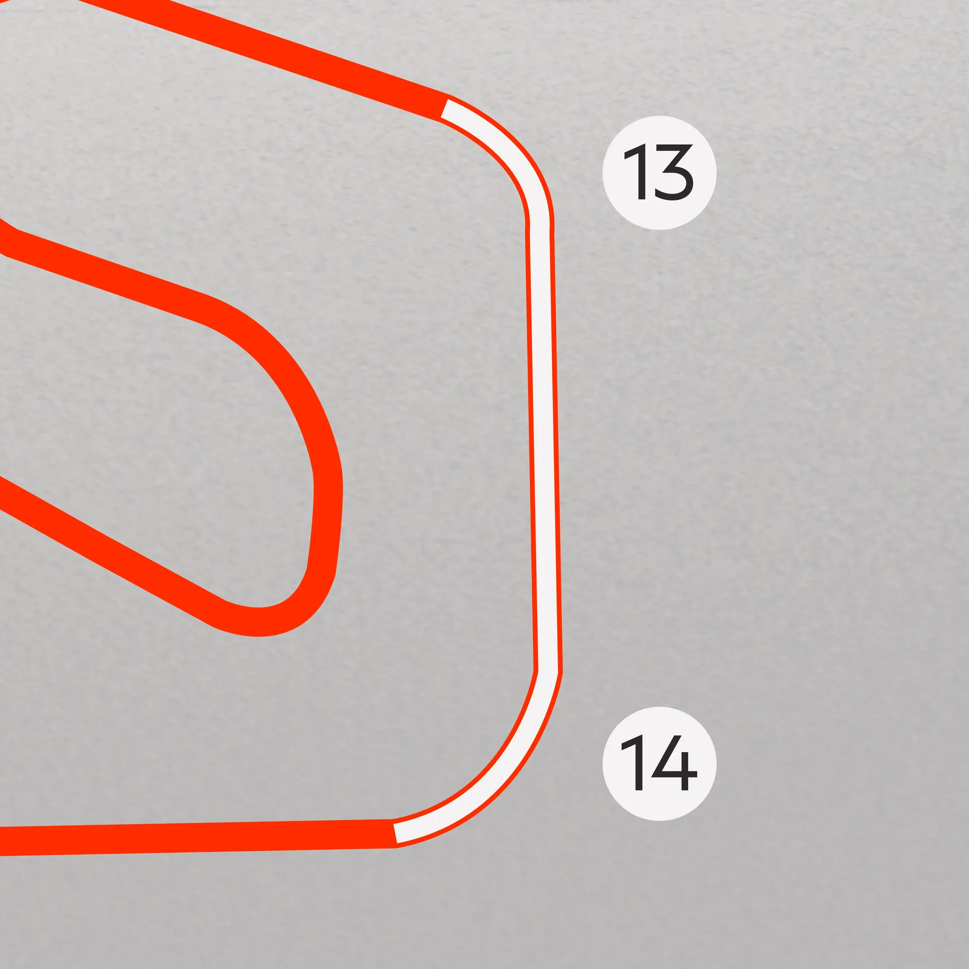 Detail shot of the Barcelona track at corner 13 and 14