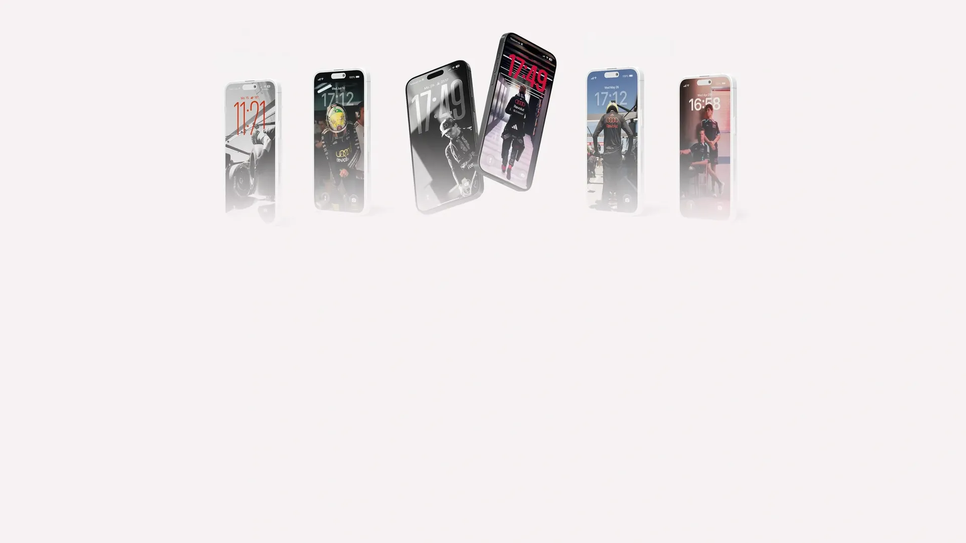 Smartphone mockups of the Audi Revolut F1® Team Wallpapers