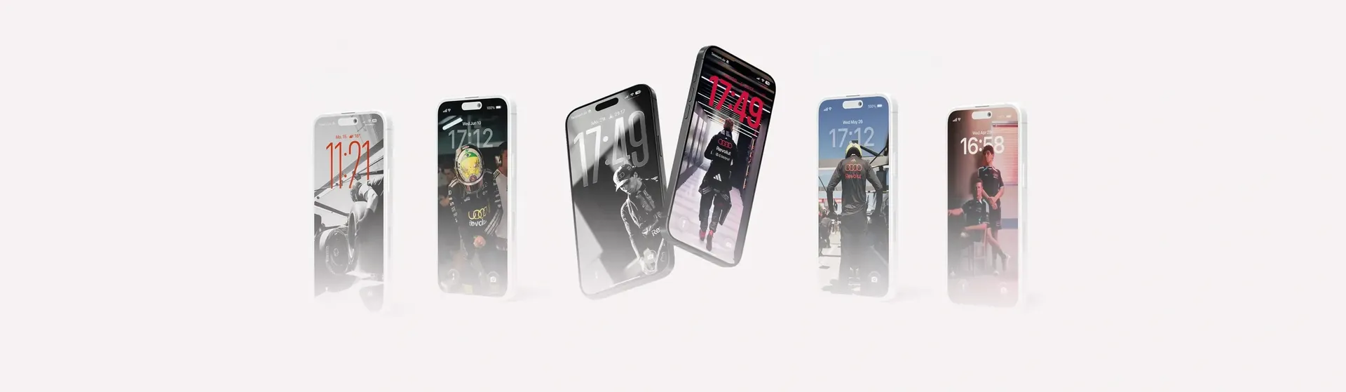 Smartphone mockups of the Audi Revolut F1® Team Wallpapers