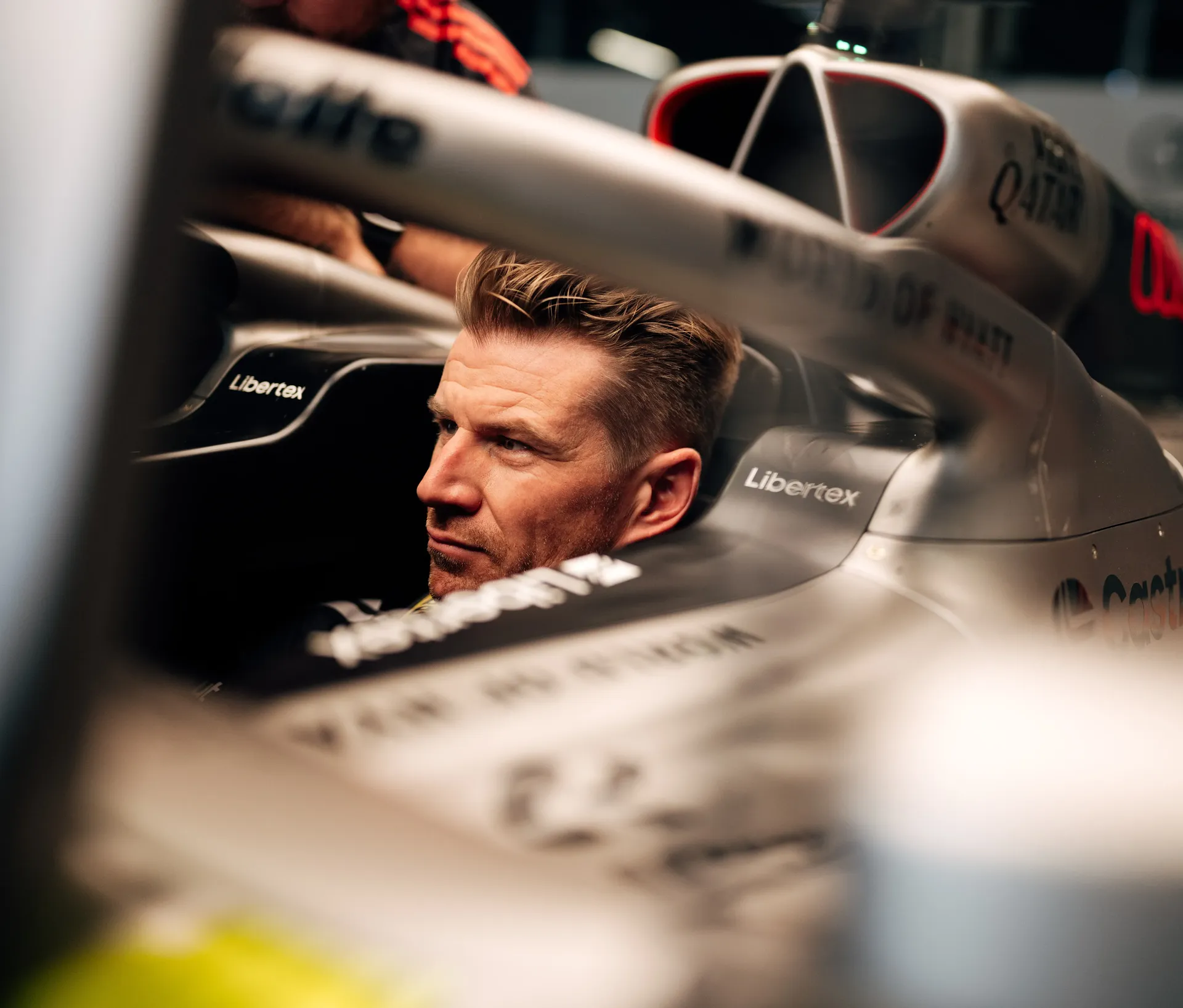 Cockpit Close up of Audi Revolut F1® Team driver Nico Hulkenberg inside the R26