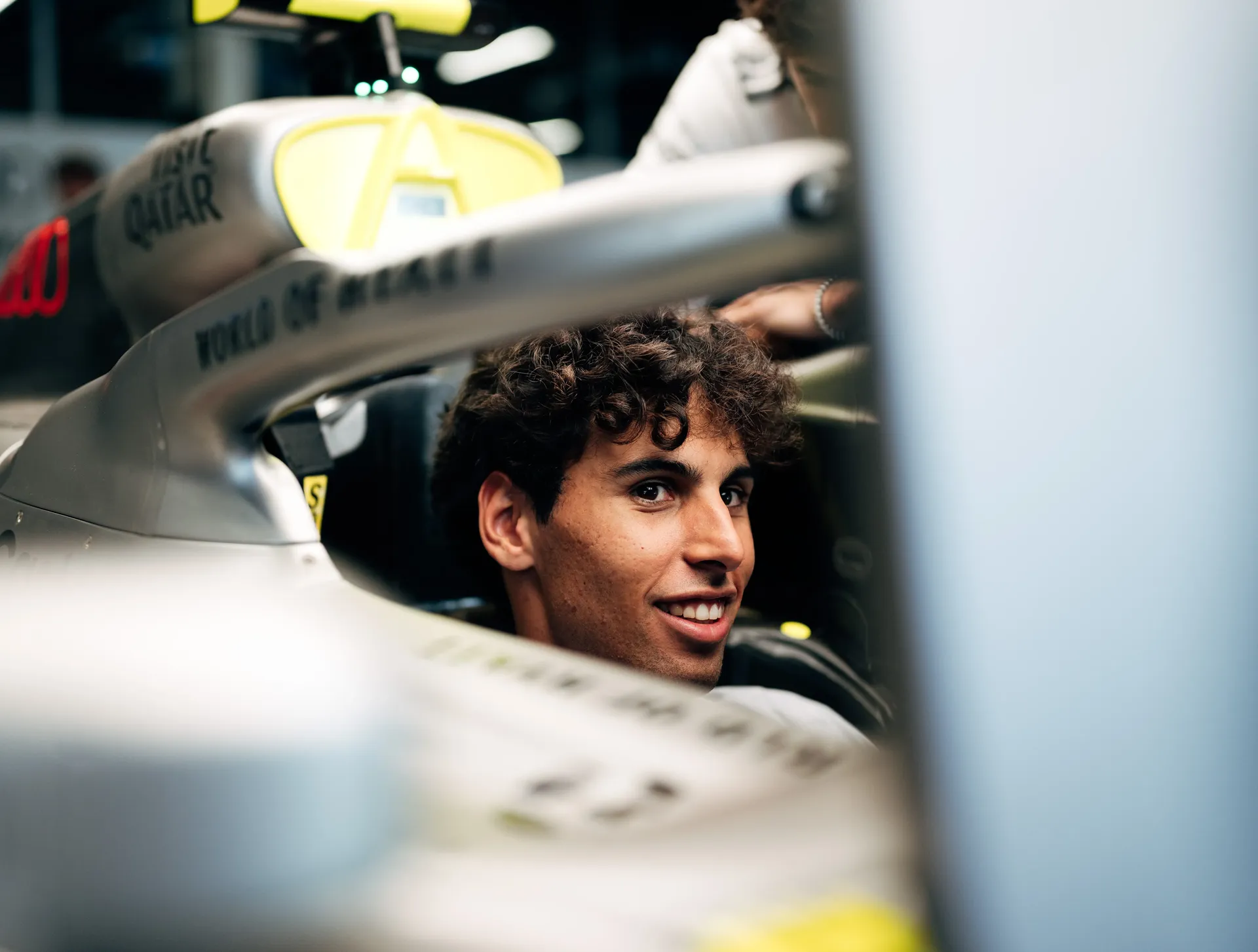 Cockpit Close up of Audi Revolut F1® Team driver Gabriel Bortoleto inside the R26