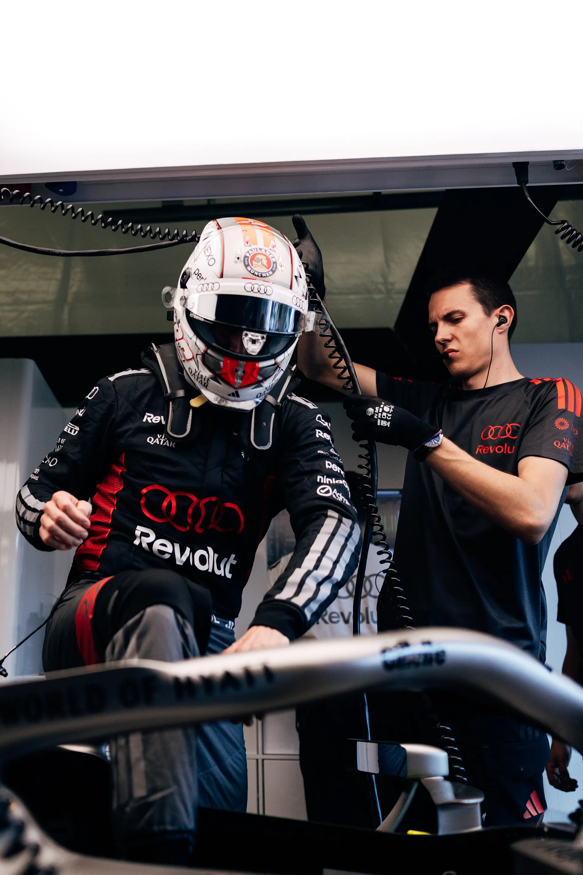 Audi Revolut F1® Team driver Nico Hulkenberg getting into the Audi R26