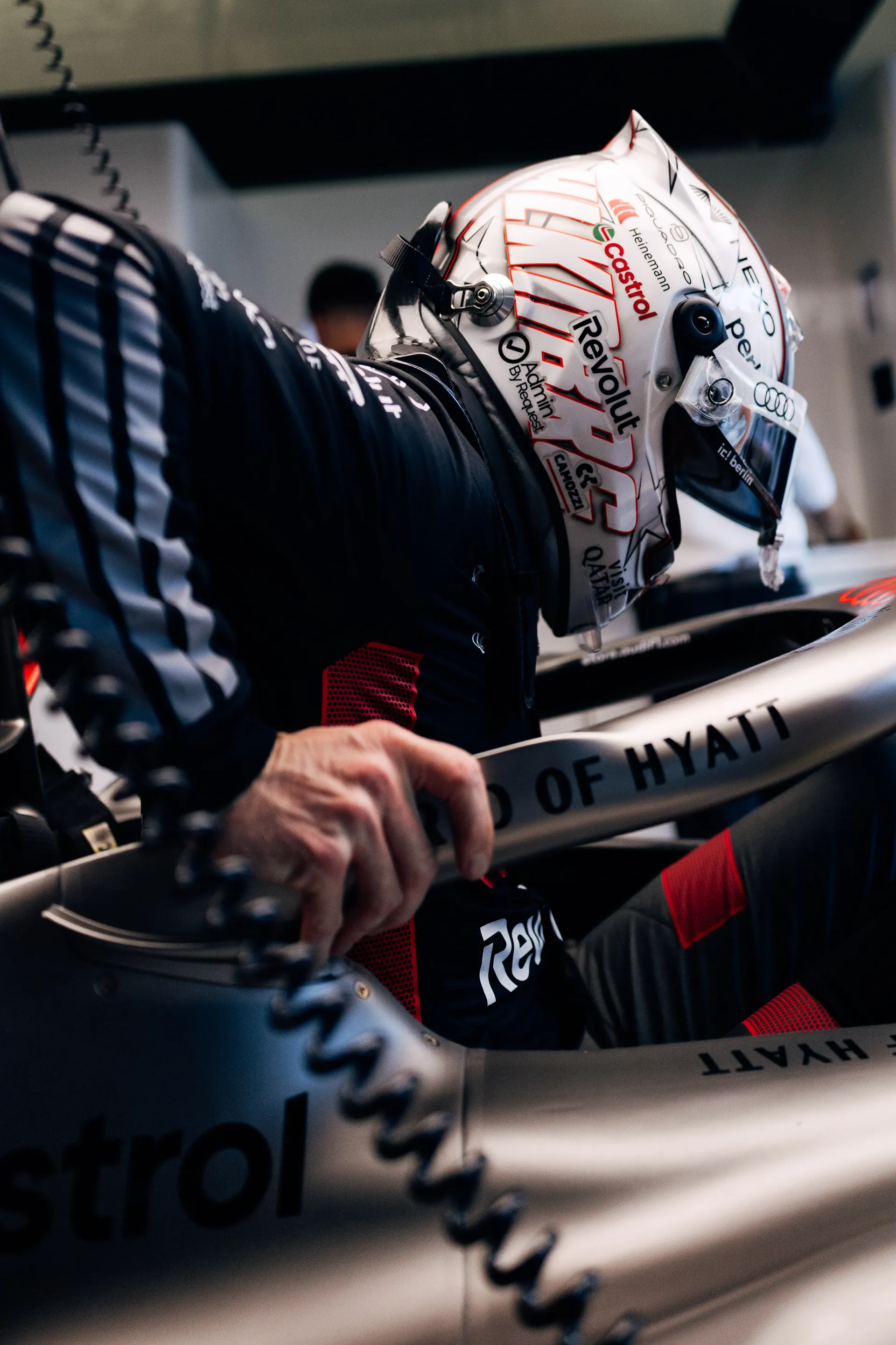 Audi Revolut F1® Team driver Nico Hulkenberg in the cockpit of the Audi R26