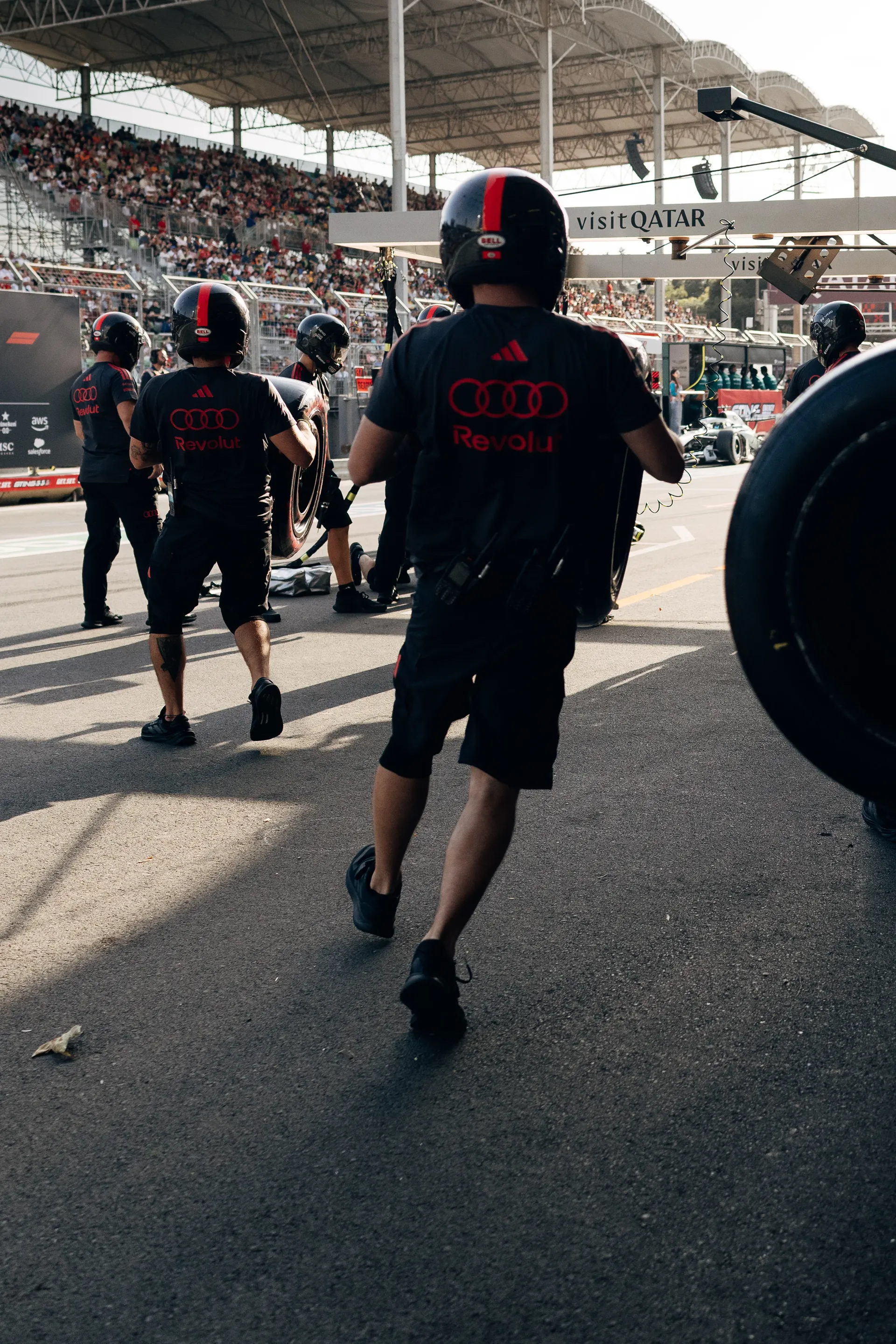 Audi Revolut F1® Team crew during pit stop action on the race track