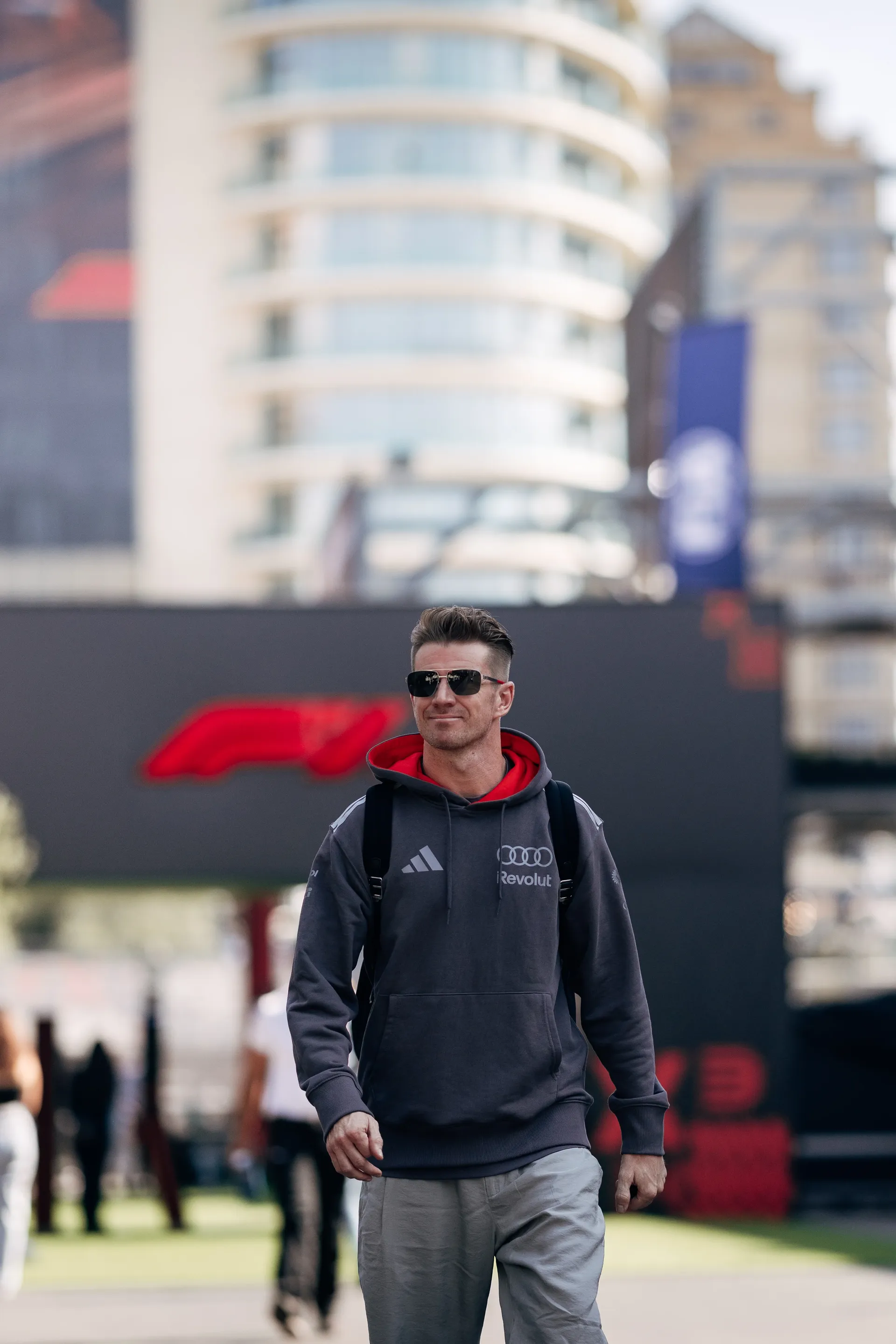 Nico Hulkenberg, Audi Revolut F1® Team driver, arriving at the Baku City Circuit