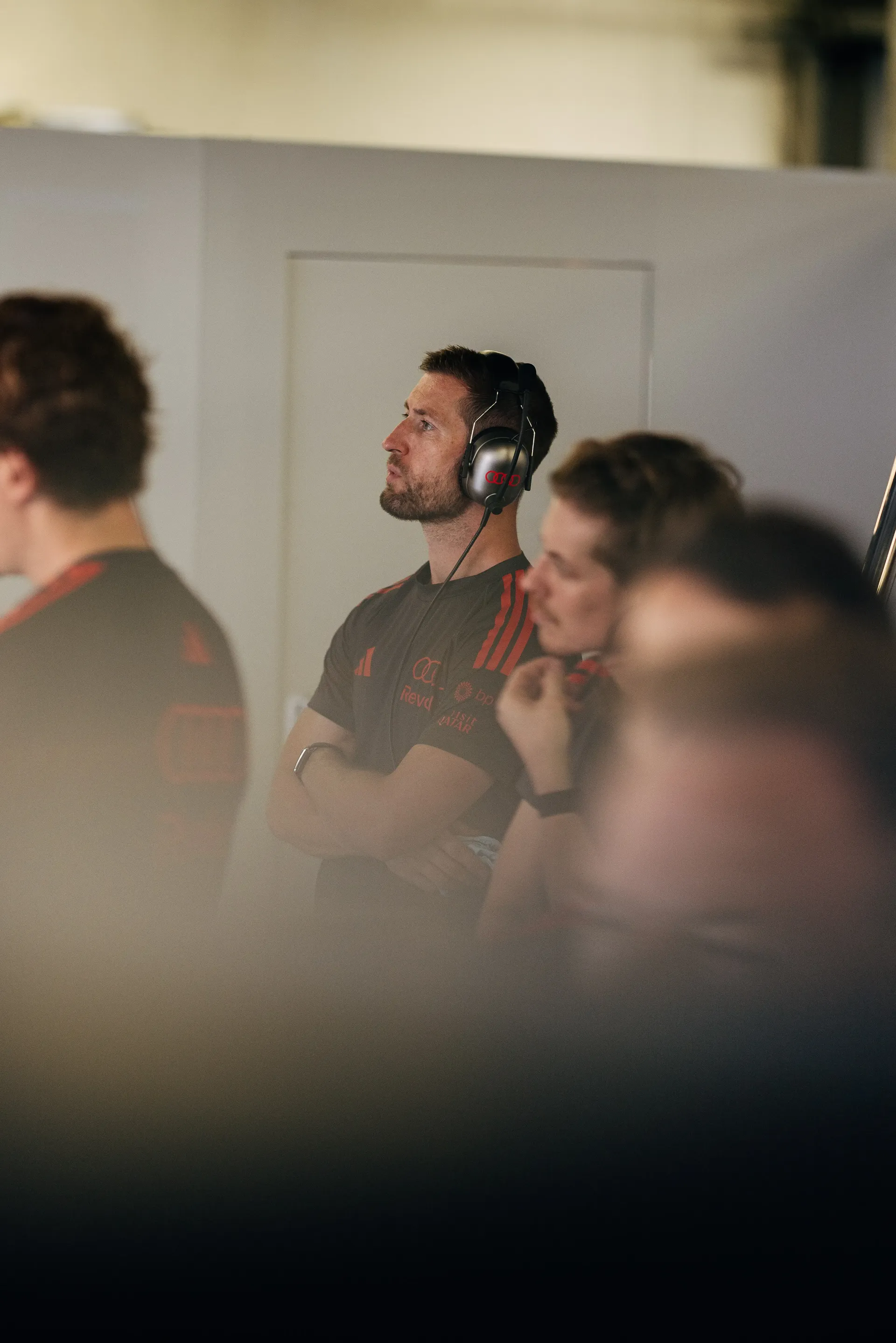 Audi Revolut F1® Team engineers monitoring Free Practice 1 at the Azerbaijan Grand Prix