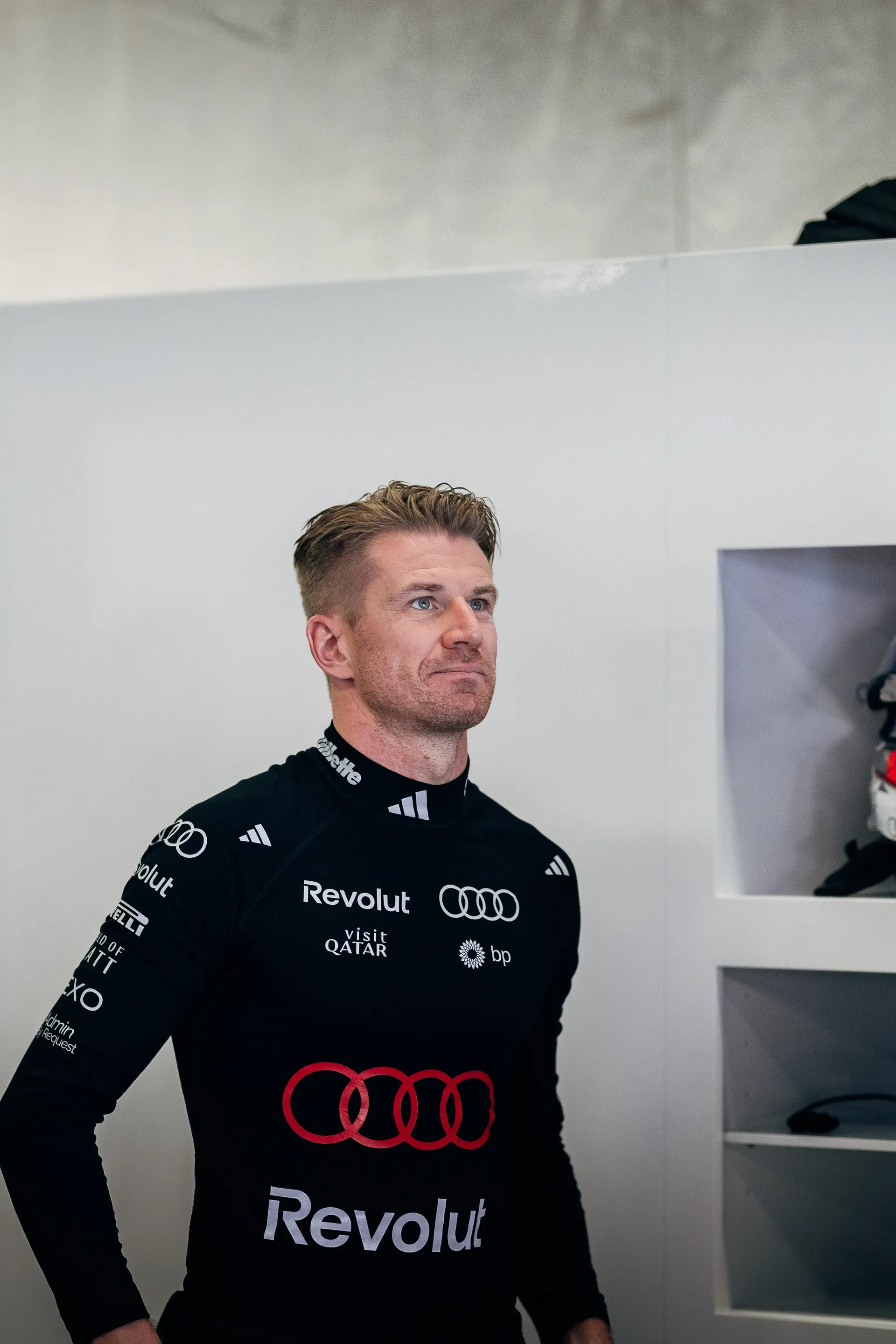 Audi Revolut F1® Team driver Nico Hulkenberg in the garage at the Azerbaijan Grand Prix