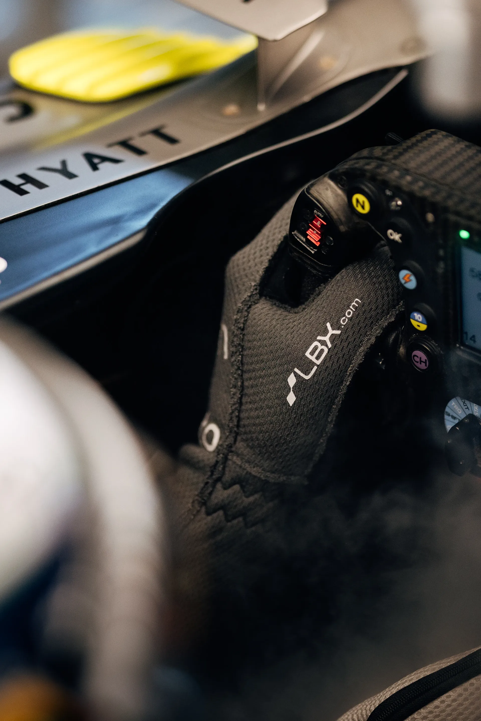 Audi Revolut F1® Team steering wheel and cockpit details of the Audi R26