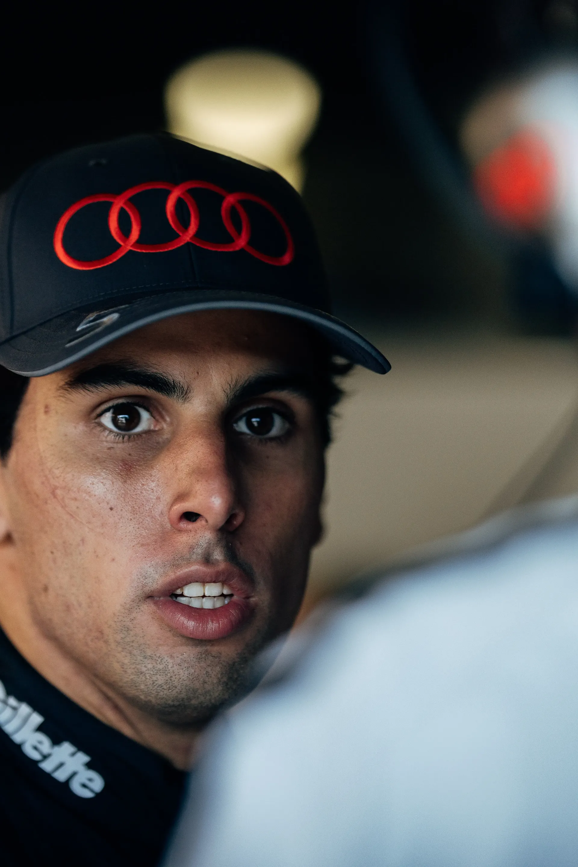 Audi Revolut F1® Team driver Gabriel Bortoleto in the garage during Free Practice 1