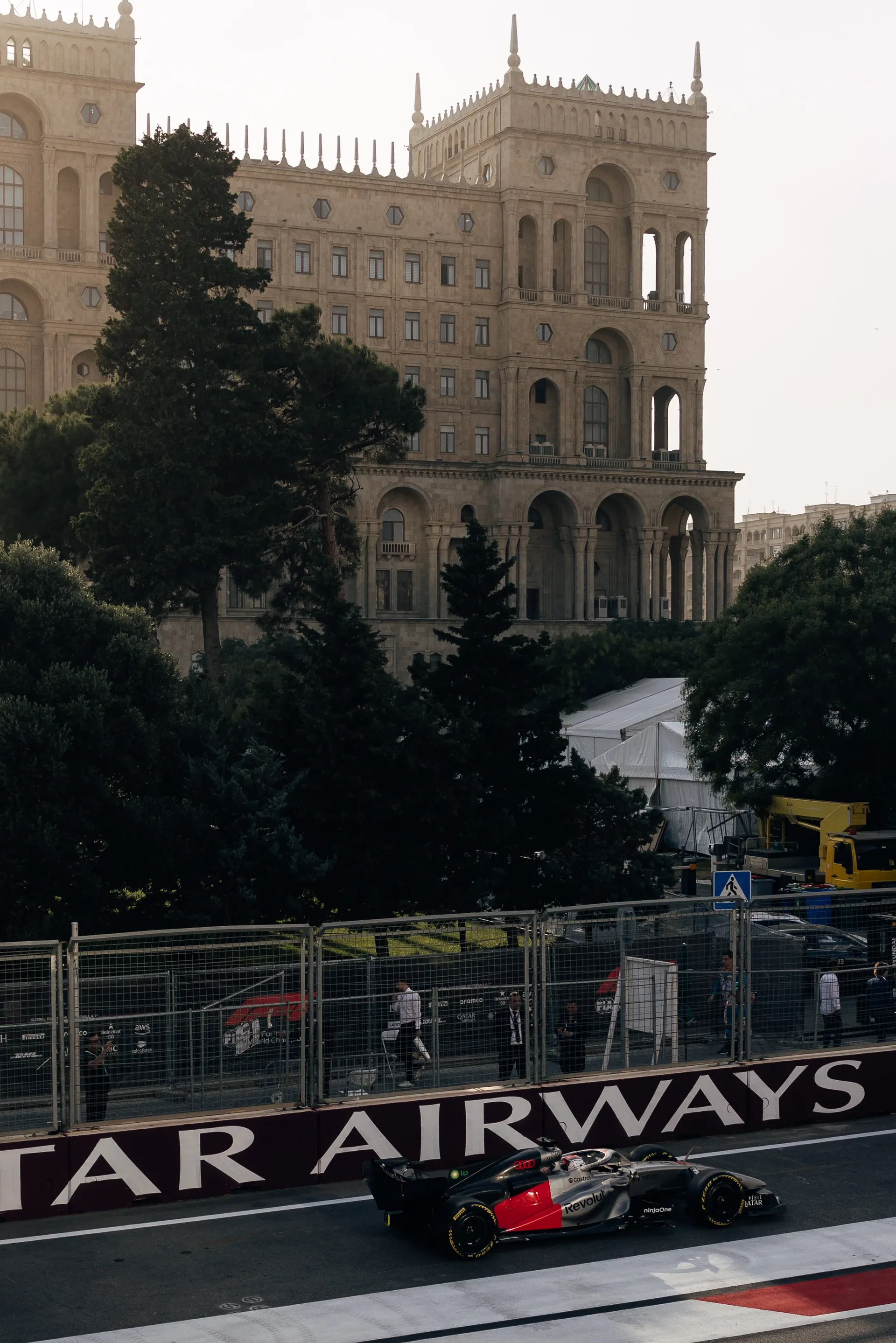 Audi R26 driving through the Baku City Circuit