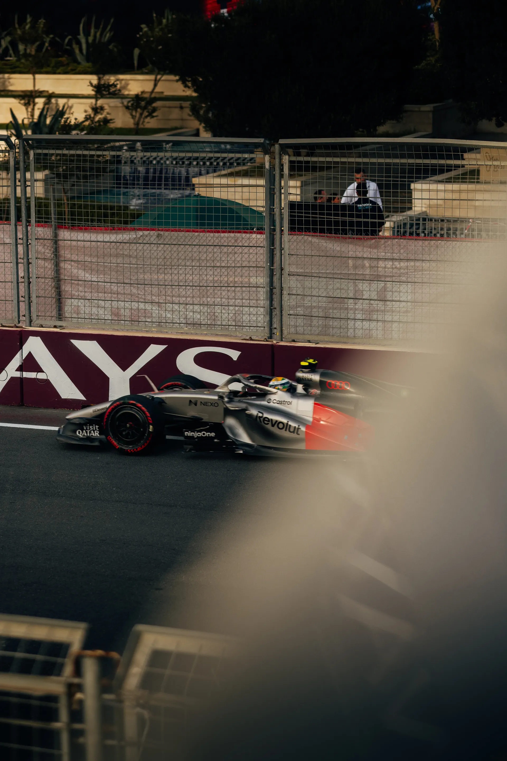 Audi R26 driving through the Baku City Circuit