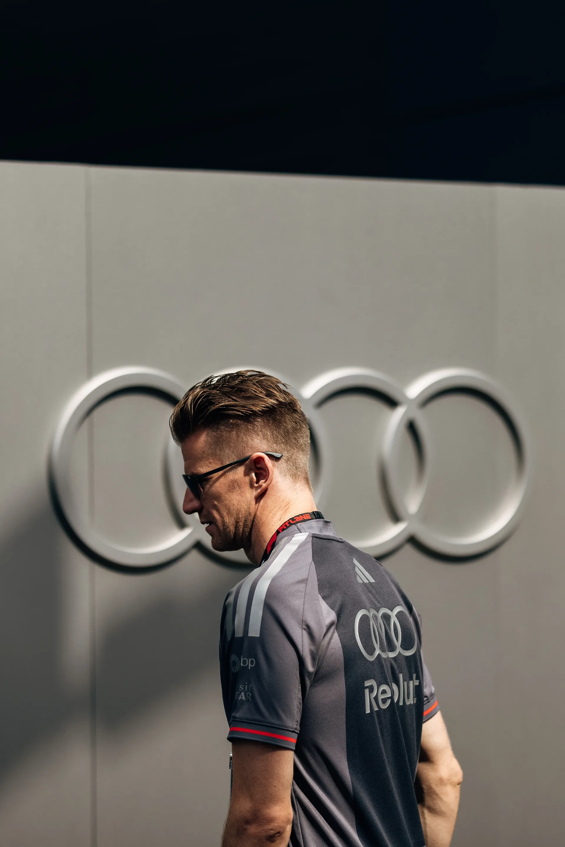 Nico Hulkenberg, driver at Audi Revolut F1® Team, arriving at the Azerbaijan Grand Prix