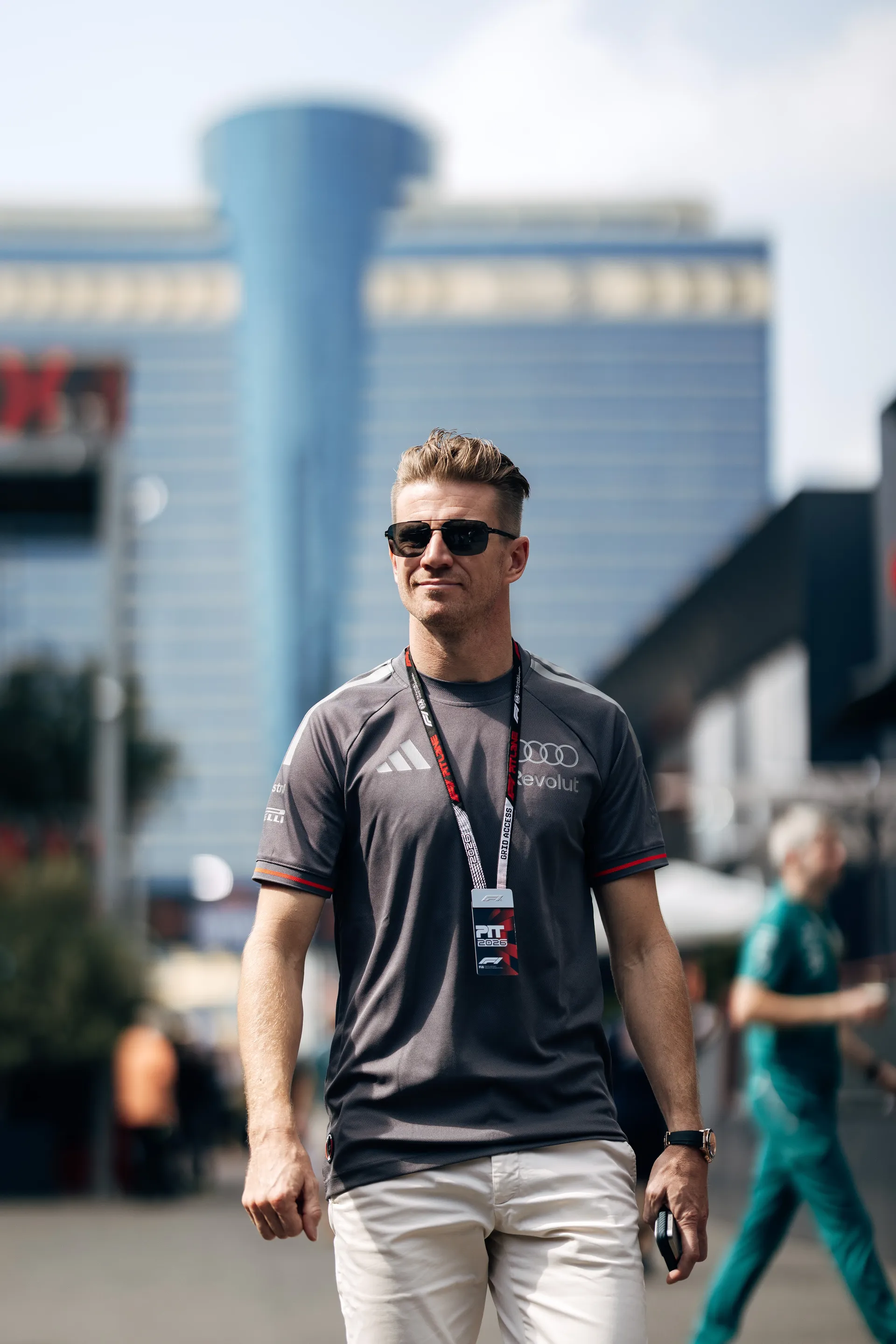Nico Hulkenberg, driver at Audi Revolut F1® Team, arriving at the Azerbaijan Grand Prix