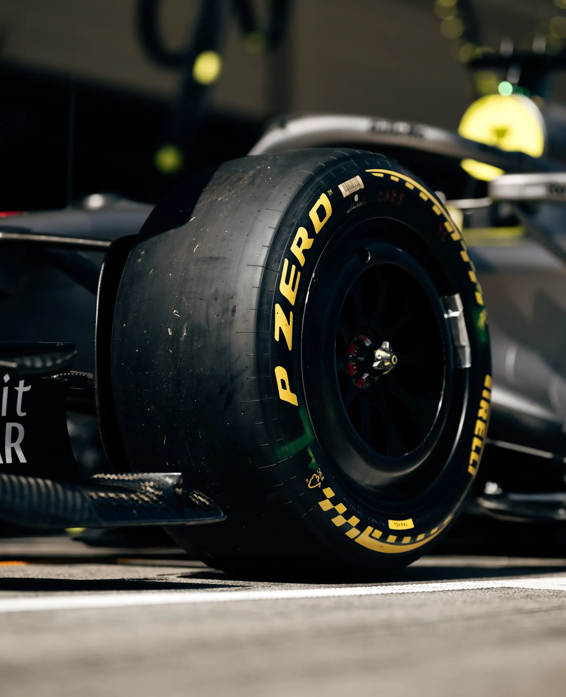 Close up of the front tire of the Audi Revolut F1® Team car