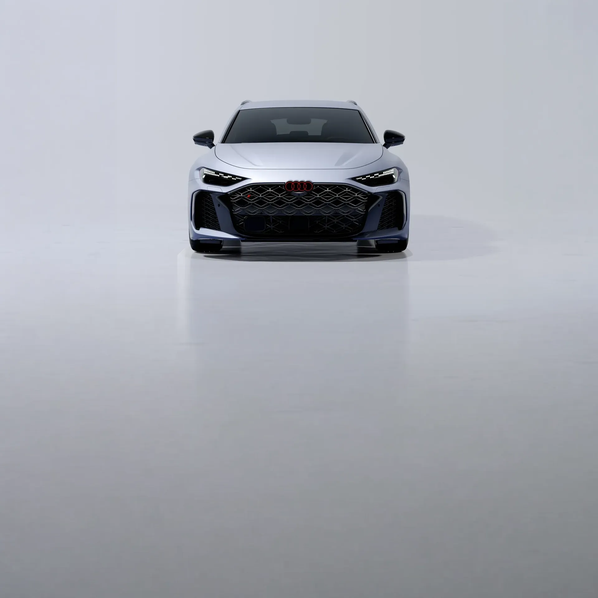 Front view of the Audi RS 5 titanium blue in the studio
