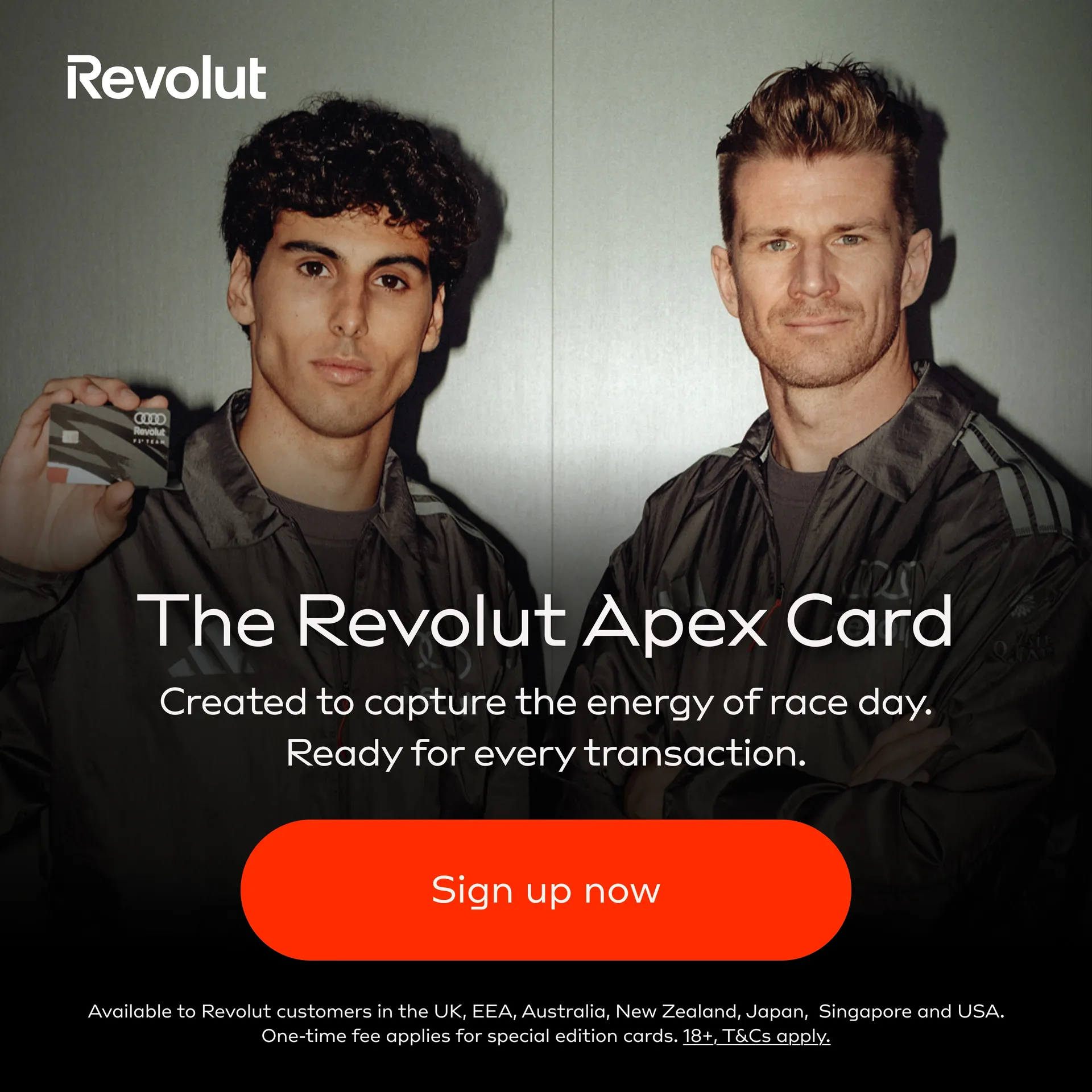 Audi Revolut F1® Team Revolut Apex Card teaser featuring Nico Hulkenberg and Gabriel Bortoleto