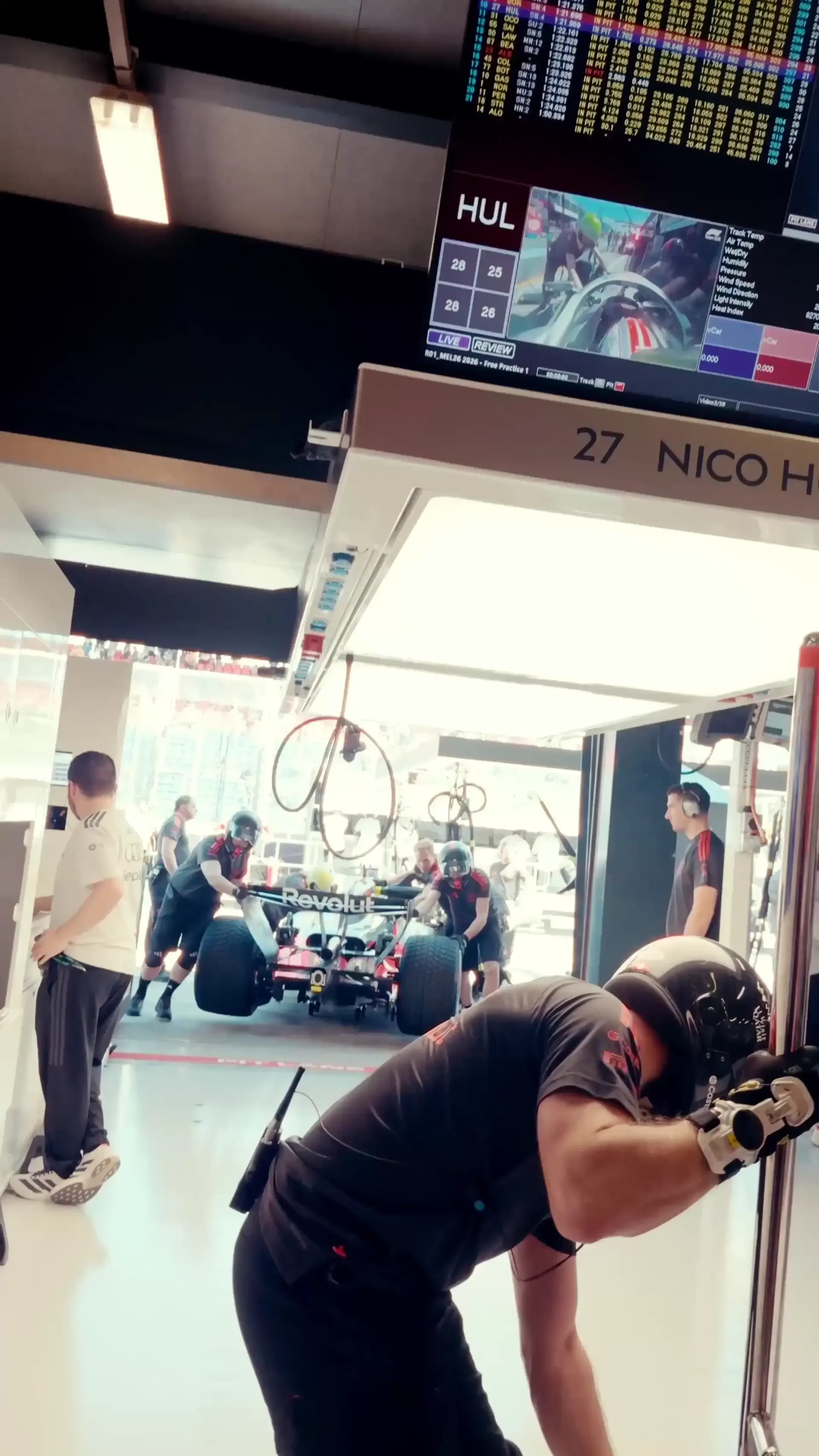 Nico Hulkenberg Teamwork at the Audi Revolut F1® Team Garage