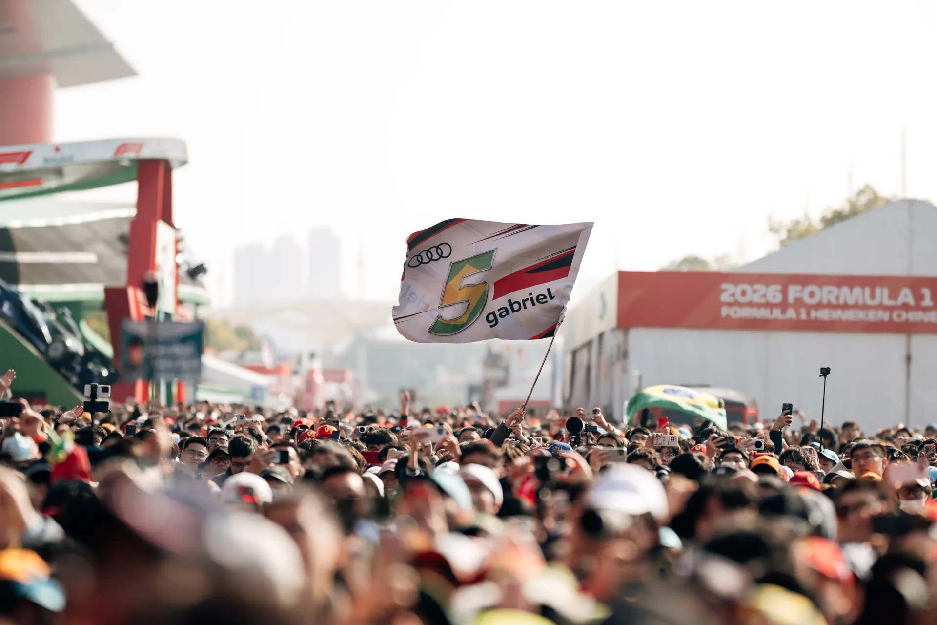 Audi Revolut F1® Team car positioned on the starting grid at the Chinese Grand Prix sprint event.