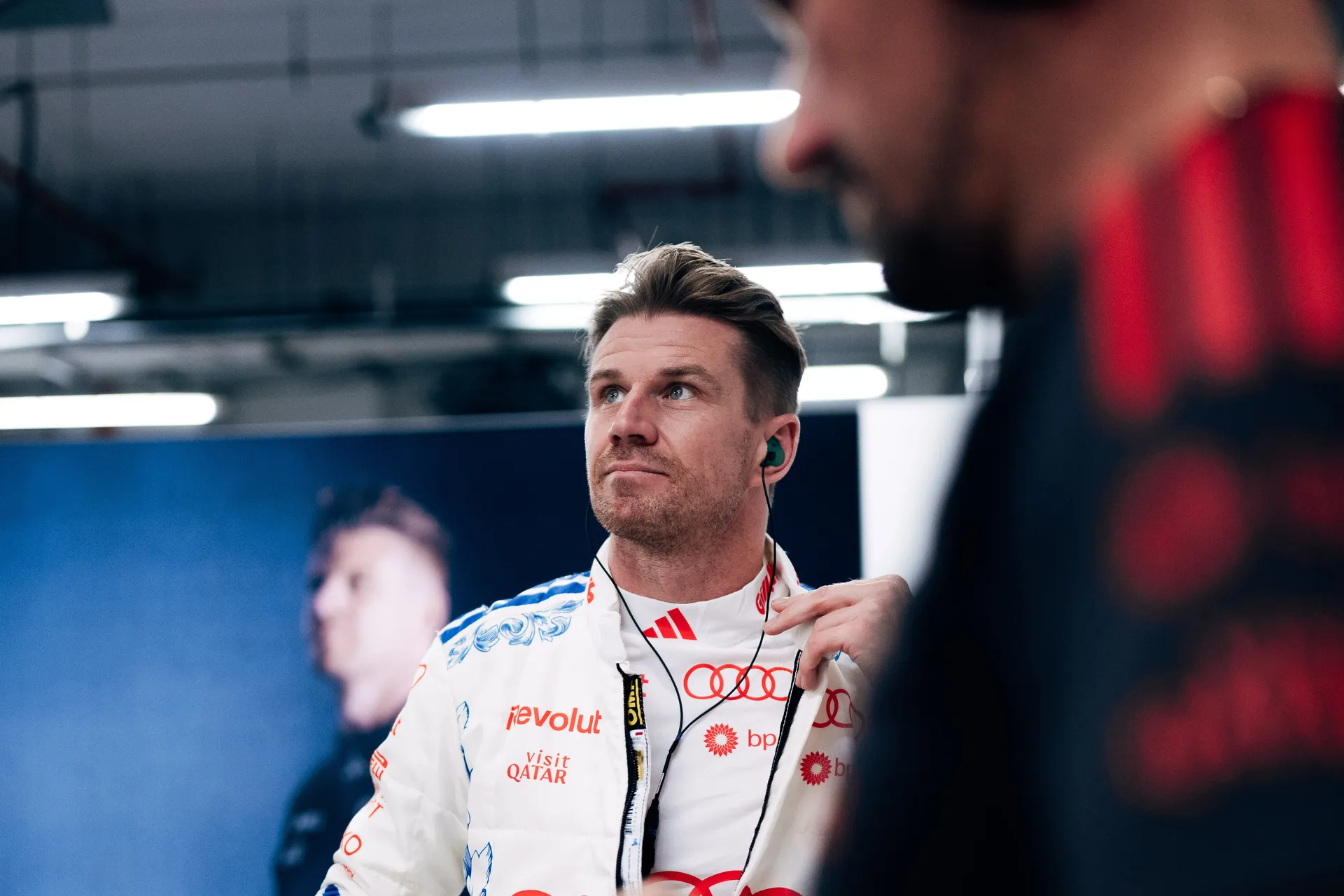 Close Up of the Audi Revolut F1® Team driver Nico Hulkenberg in the garage