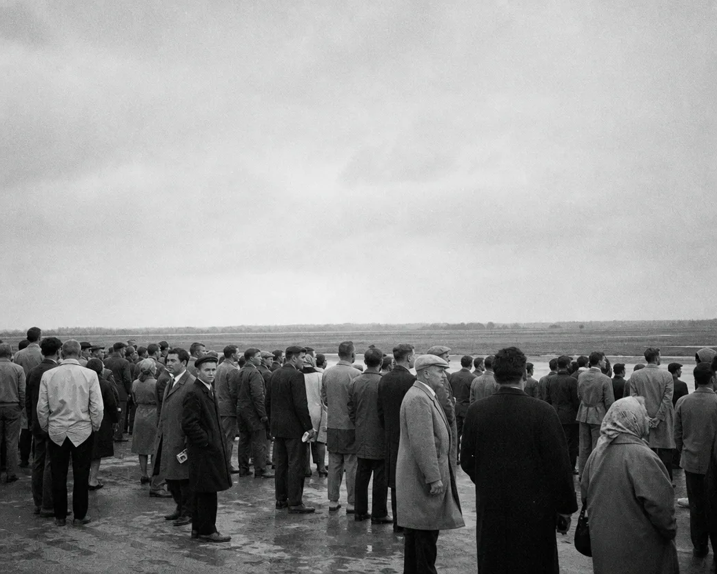 Historic Austrian Grand Prix race at Zeltweg Air Base with people gathering together at the racetrack