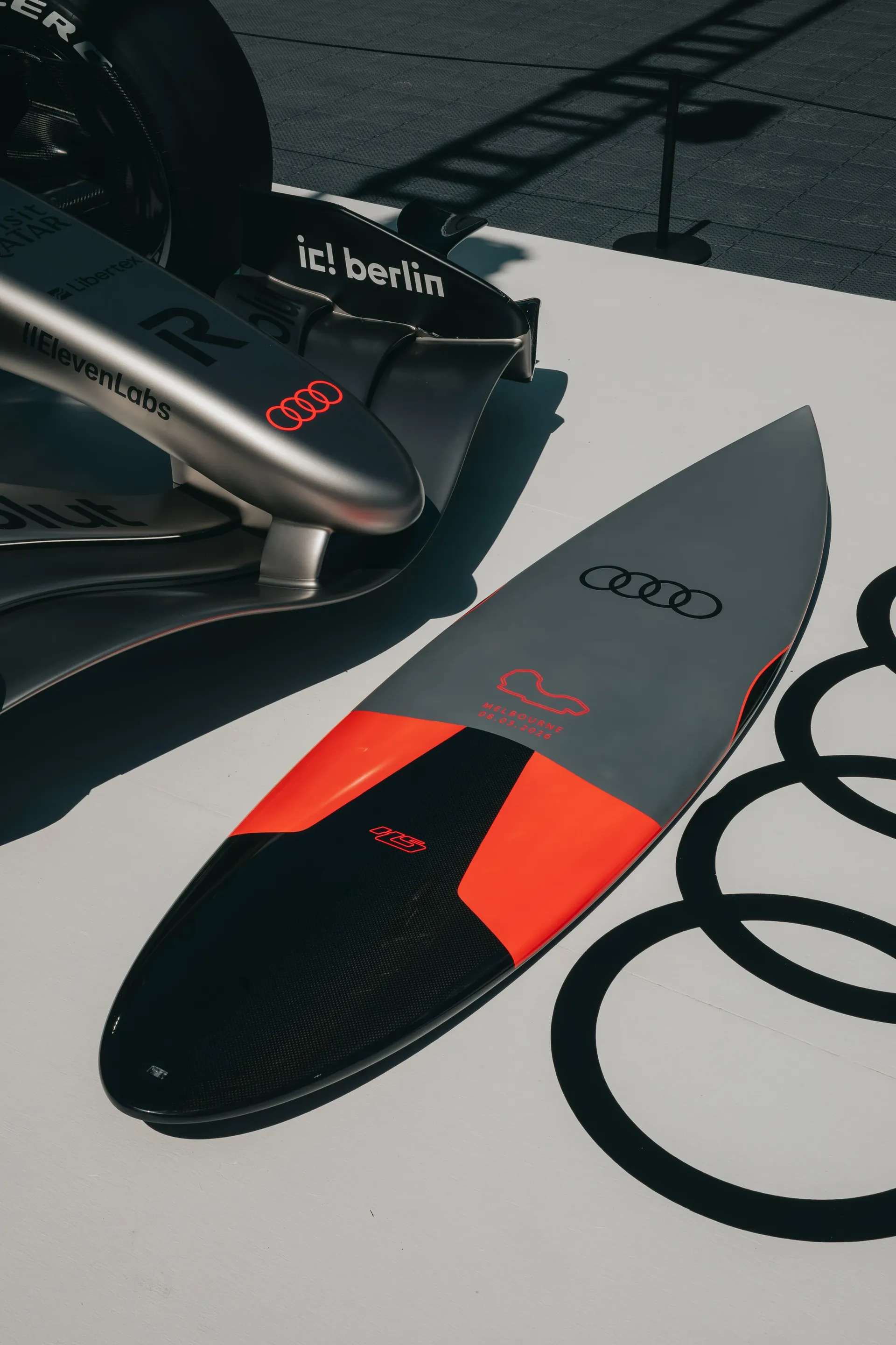 Audi Revolut F1® Team Off-Track-Activation Melbourne surf board